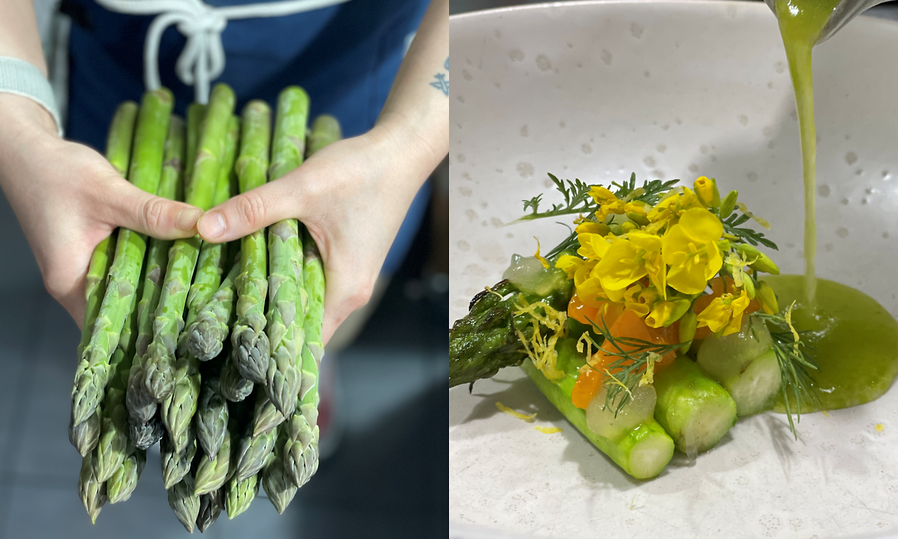 Fresh asparagus dish by chef Sim Min-gyun (Pic: Chez Simon)