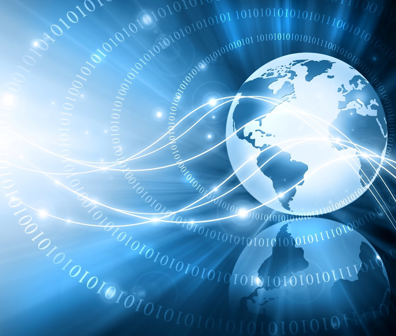 Globe, glowing lines on technological background, Depositphotos