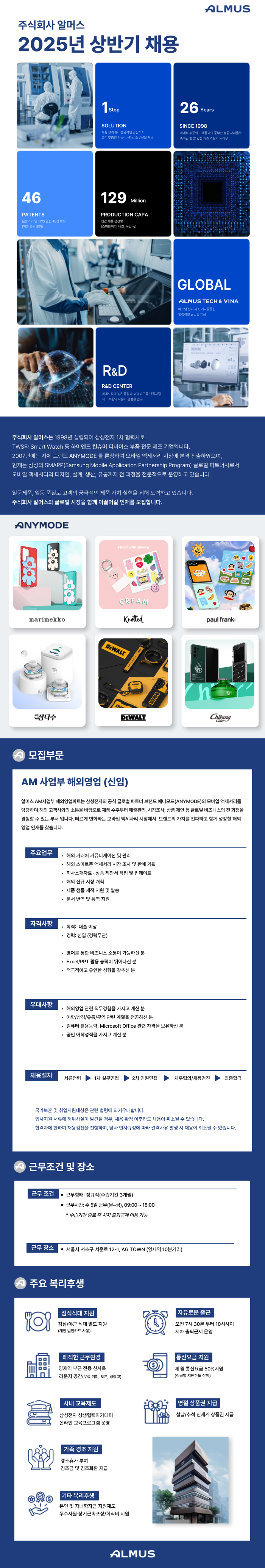 [삼성전자 협력회사] ALMUS 알머스 애니모드사업부 해외영업 신입