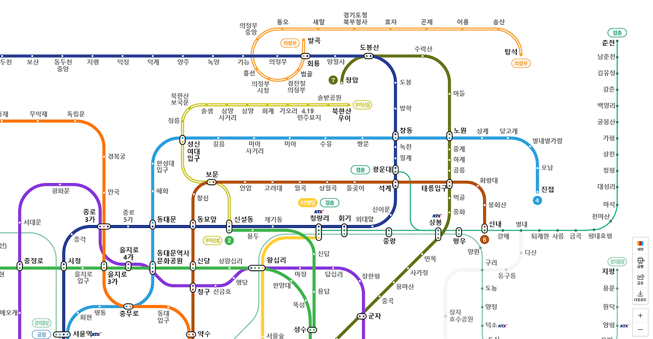 서울 지하철 노선도 크게보기 (최신버전)