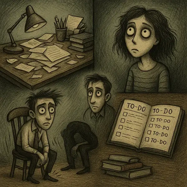 성인 ADHD 증상들을 시각적으로 표현한 인포그래픽
