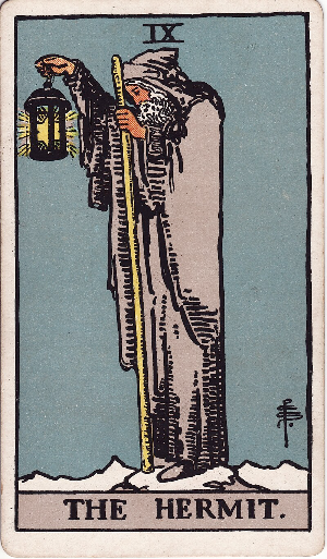 Universal Rider–Waite tarot / 9 / The Hermit.