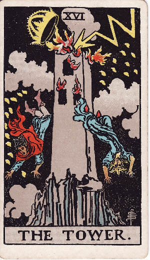 Universal Rider–Waite tarot / 16 / The tower.