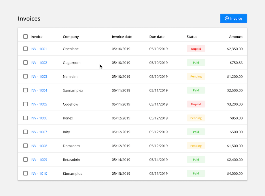 UI 디자인 가이드 : Data Table 설계