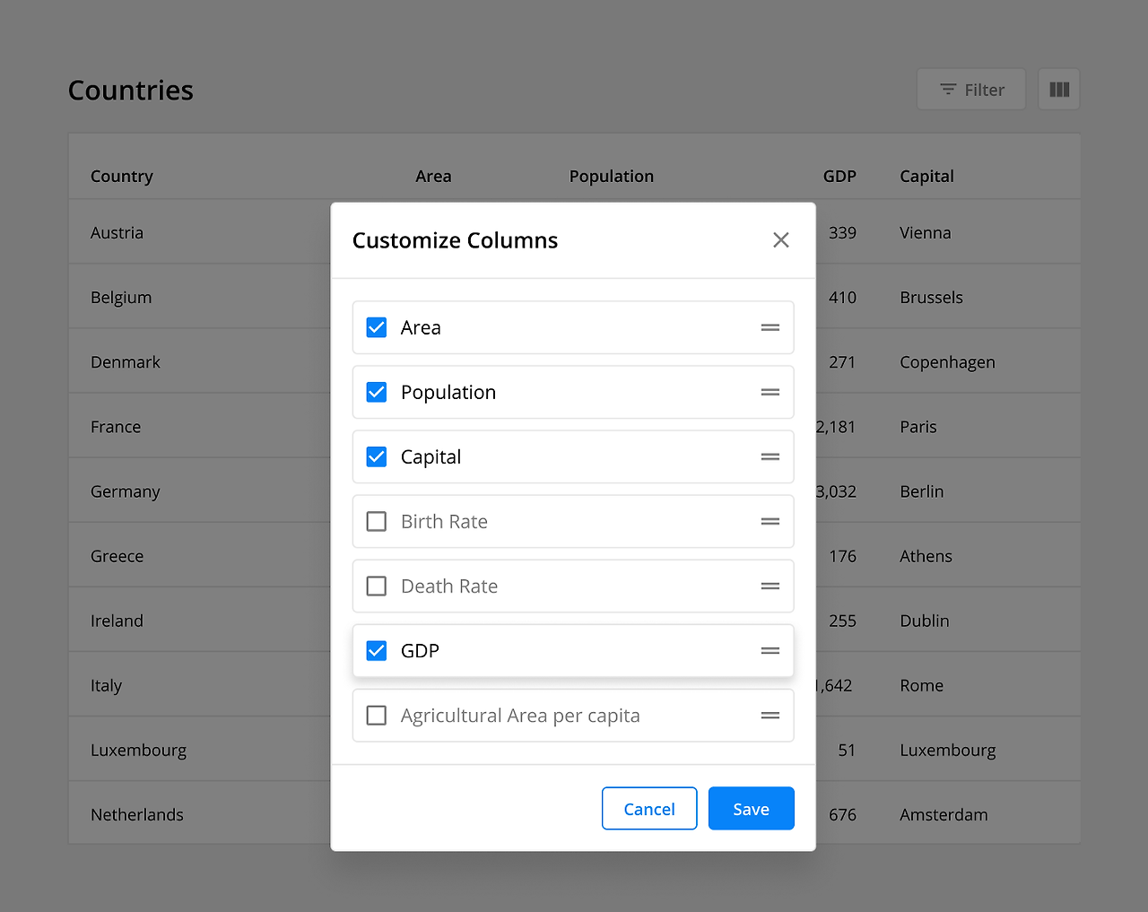 UI 디자인 가이드 : Data Table 설계