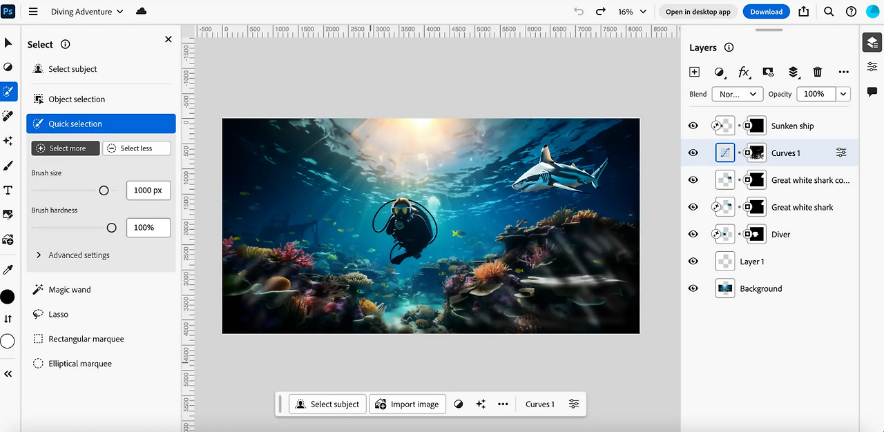 Adobe Photoshop 웹의 성능과 정확성을 간소화! 사용되는 Adobe Firefly기반 기능이 포함 2 ywAAAAAAQABAAACAUwAOw==