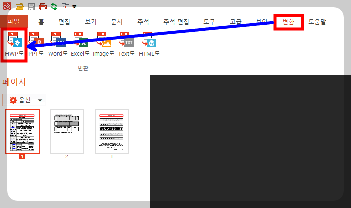 HWP(한글)로 변환 사진