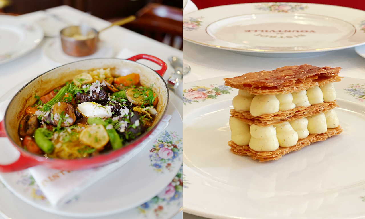 Coq au vin and Mille-feuille of Bistrot de Yountville