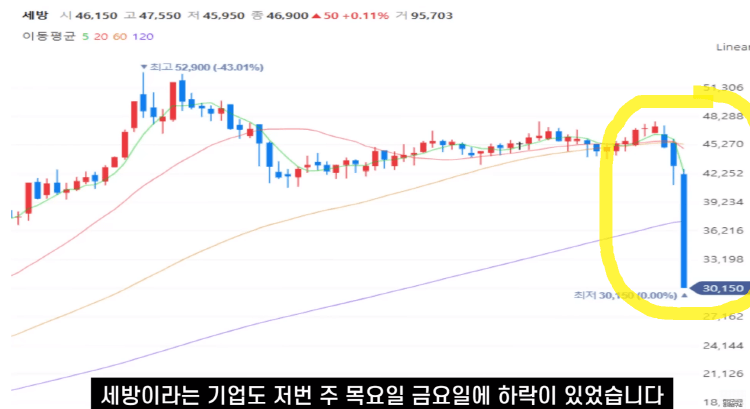 임창청 주가조작연루, 작전세력의 배후는 과연 누구일까(ft.전인구경제연구소) 3 작전세력에 의한 세방 주가폭락