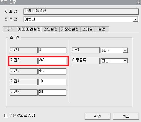 키움증권 영웅문)차트에 ‘240일선’ 설정하기 ( •̀ω•́ )σ 8 ywAAAAAAQABAAACAUwAOw==