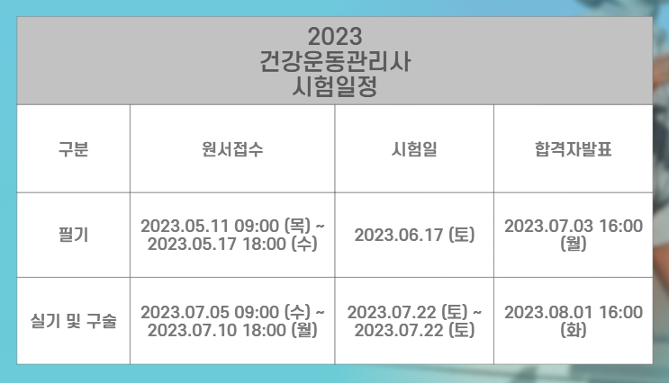 건강운동관리사 운동처방사 시험 일정