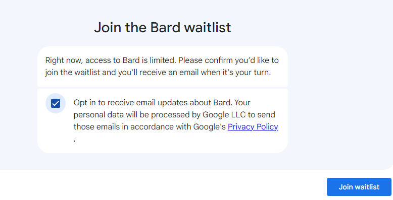한국에서 구글 인공지능 AI Bard 사용을 위해 대기자 리스트에 올리기 2 ywAAAAAAQABAAACAUwAOw==