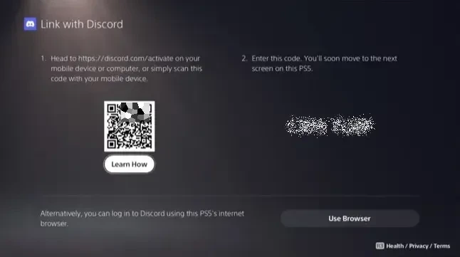 플레이스테이션 5 대시보드. 설정 디스코드를 선택합니다.<br data-lazy-src=