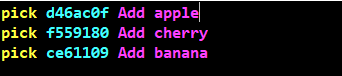 banana와 cherry 가 바뀐 커밋 리스트