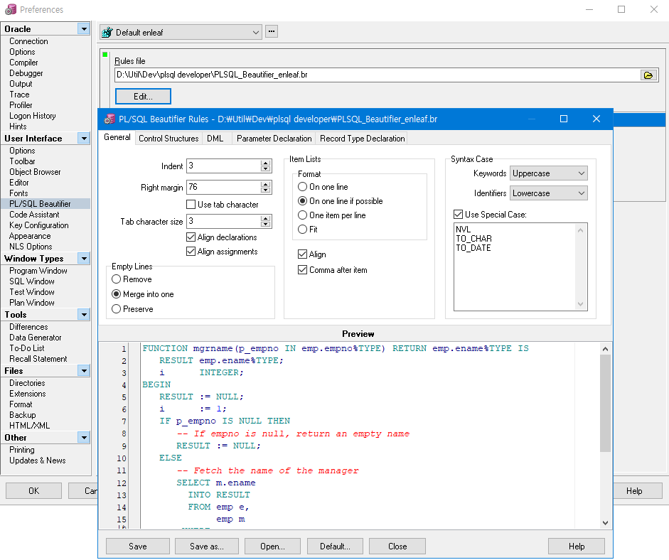 PL/SQL Developer 환경설정