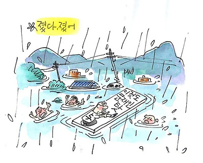 수해 참사도 전 정부 탓