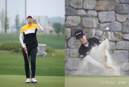 박성현과 이정민이 21일 한국여자오픈 최종 4라운드에서 운명의 재대결을 펼치게 됐다. 20일 3라운드에서 갤러리에게 인사를 하고 있는 박성현(왼쪽)과 1번홀에서 벙커샷을 시도하고 있는 이정민. 청라(인천)=미디어블랙스, 임동민 기자