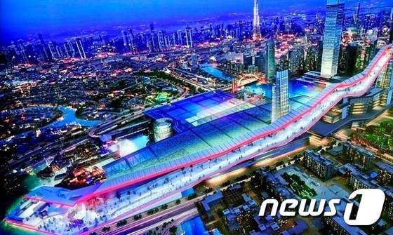 메이단 원 프로젝트 조감도. 두바이에 세계에서 가장 긴 1.2km 실내 스키 슬로프가 생긴다. (출처: 메이단 시티 코퍼레이션) © 뉴스1