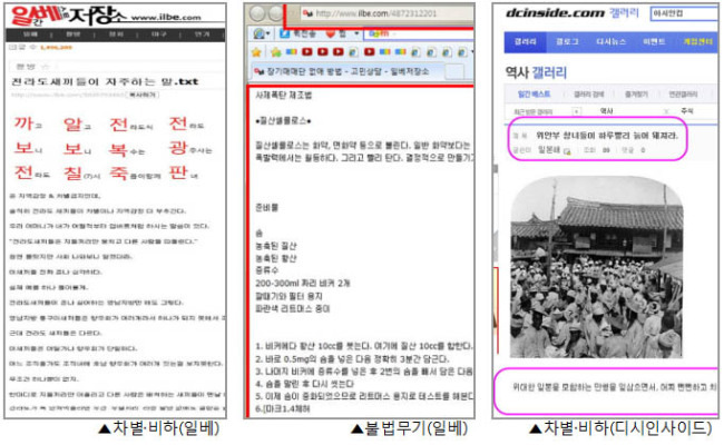 심의위반 게시물 사례.