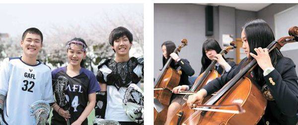 경기외고 라크로스 동아리는 라크로스 최강팀으로 꼽힌다(왼쪽). 최소 하나의 악기는 반드시 다뤄야 한다.]