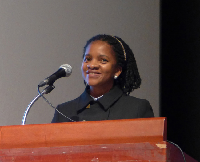 South African Ambassador Nozuko Gloria Bam at a film screening event at the Seoul Museum of History on Thursday. Joel Lee/The Korea Herald