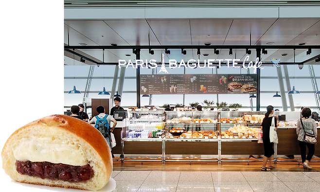 면세구역으로 자리를 옮긴 SPC의 파리바게뜨와 인기 메뉴 ‘코팡’. [사진 각 업체]