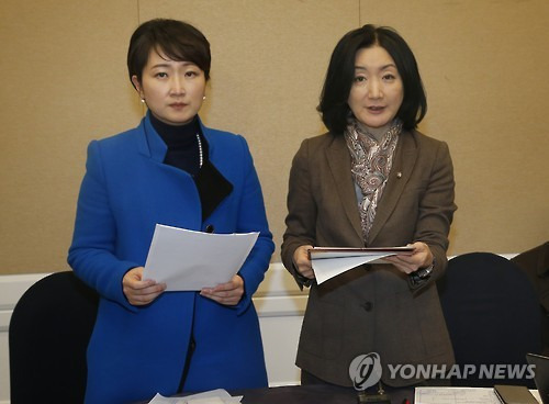 여야 원내지도부 회동 결과 브리핑 하는 원내대변인      (서울=연합뉴스) 하사헌 기자 = 4·13 총선 선거구획정 기준과 쟁점법안의 1월 임시국회 처리 협상을 위한 여야 원내재도부 회동이 11일 국회 귀빈식당에서 열렸다. 새누리당 문정림 원내대변인(오른쪽)과 더불어민주당 이언주 원내대변인이 회동 결과를 브리핑하고 있다.      leesh@yna.co.kr