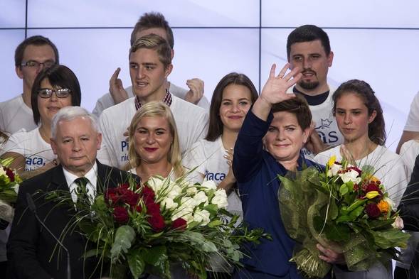 지난해 10월 총선에서 다수 의석을 차지한 폴란드의 법과정의당(PiS)/ 블룸버그통신 제공