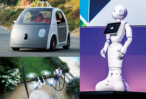 2017년 출시예정인 구글의 무인자동차, 주택임대를 상담하는 소프트뱅크의 ‘페퍼’ 로봇