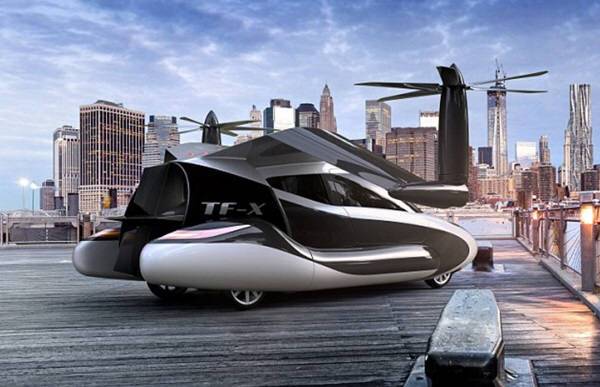 미국 매사추세츠 소재 테라푸가사는 2년후인 2018년 하늘을 나는 4인승 차량 TF-X를 내놓고 2024년에 시판에 들어갈 계획이다. 일러스트=테라푸가