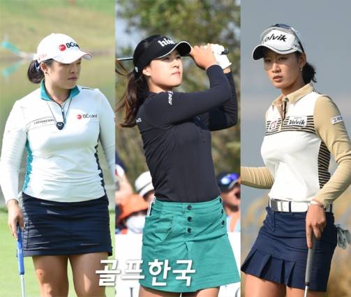 장하나(24·비씨카드)와 전인지(22·하이트진로), 최운정(26·볼빅)이 26일 태국 촌부리의 시암CC 파타야 올드 코스에서 열린 LPGA 투어 혼다 클래식 2라운드에서 공동 5위에 올랐다. 사진은 2015년10월15일 LPGA KEB하나은행 챔피언십의 모습이다. ⓒ골프한국