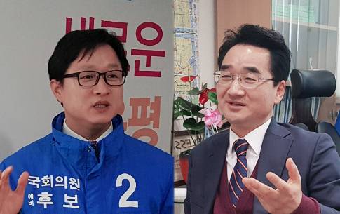▲ 은평을에 출마한 강병원 더불어민주당 예비후보(좌)와 광진을에 출마한 김상진 더불어민주당 예비후보(우) [사진=김종훈 기자]