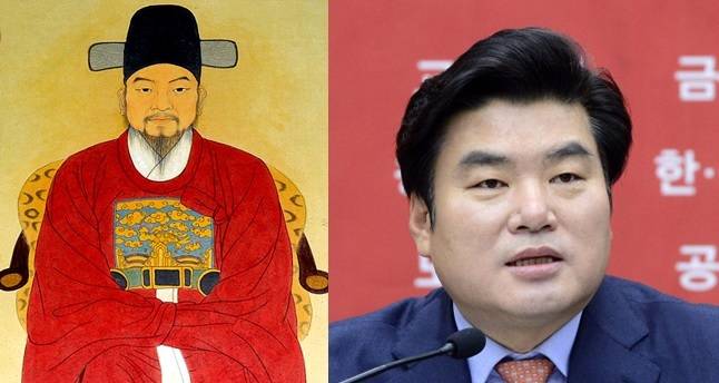 左 원능군 사우에 모셔진 원균 초상화, 右 원유철 새누리당 원내대표