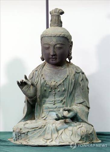 일본 쓰시마 간논지에 있던 관세음보살좌상(觀世音普薩坐像)<< 연합뉴스 자료사진 >>