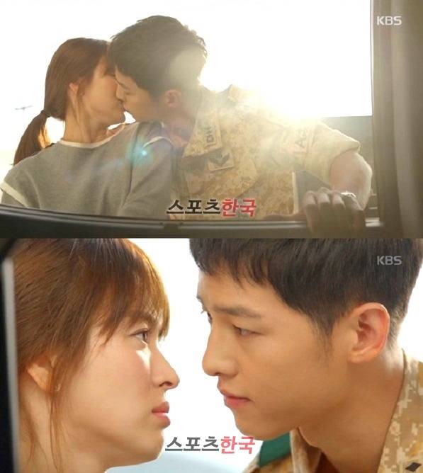 '태양의 후예' 유시진(송중기)과 강모연(송혜교)가 서로를 향한 질투심을 드러내 이목을 끌었다. (사진=KBS 2TV '태양의 후예' 방송 캡처)