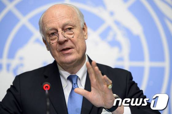 스테판 데 미스투라 유엔 시리아 특사. © AFP=뉴스1