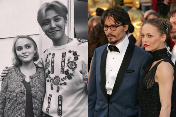 릴리 로즈 뎁, 지드래곤(좌), 조니 뎁, 바네사 파라디/지드래곤 인스타그램, 게티이미지