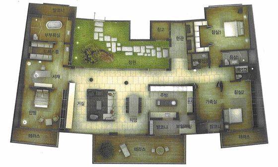 한남더힐 244㎡(공급면적 333㎡) 펜트하우스 도면 /자료제공=한스자람 © News1