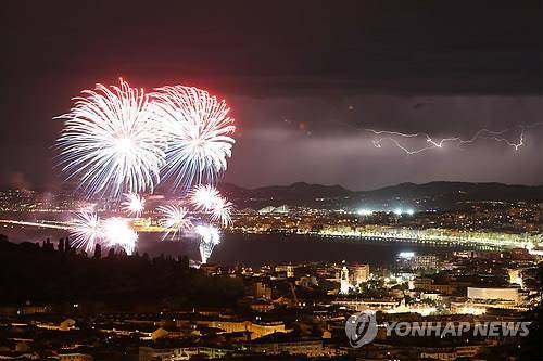 '프랑스 혁명기념일' 불꽃놀이[AFP=연합뉴스]