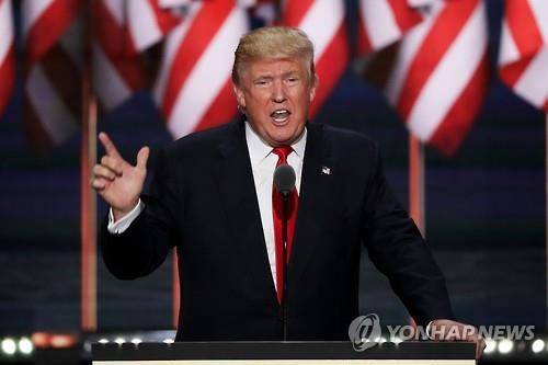 지난 21일(현지시간) 미국 공화당 전당대회에서 연설하는 대선후보 도널드 트럼프 (AFP=연합뉴스 자료사진)