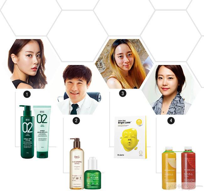 1 아모스프로페셔널 녹차실감 샴푸액 500g 2만원대. 아모스프로페셔널 인텐시브 모이스처 팩 250ml 2만원대. 2 닥터지 클렌징 워터 500ml 2만8천원.닥터지 레드 블레미쉬 수딩 앰플 30ml 3만3천원. 3 닥터자르트 러버 마스크 브라이트 러버 1매 1만2천원. 4 올가니카 저스트주스 클래식 &nbsp;딸기 & 사과 750mlx2 9천9백80원.