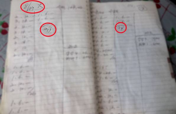 한식뷔페 운영 중인 김삼수 씨가 공개한 2016년 8월23일 매출 장부