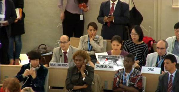 ⓒ참여연대 6월17일 유엔 인권위원회에서 발언 중인 백민주화씨(두 번째 줄 오른쪽에서 두 번째).