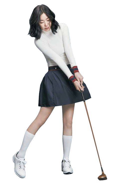 젊은 취향의 골프웨어는 모노톤과 간결한 디자인이 특징이다. 깔끔한 색상과 소매·허릿단에 줄무늬 포인트를 넣은 빈폴골프. 타이트한 상의에 볼륨감 있는 스커트를 입으면 날씬해 보일 수 있다.