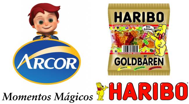 아르코르 로고(왼쪽)와 하리보 인기상품 골드베렌