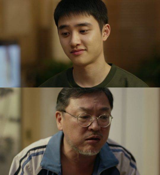도경수, 김의성/사진제공=웹드라마 ‘긍정이 체질’ 방송화면