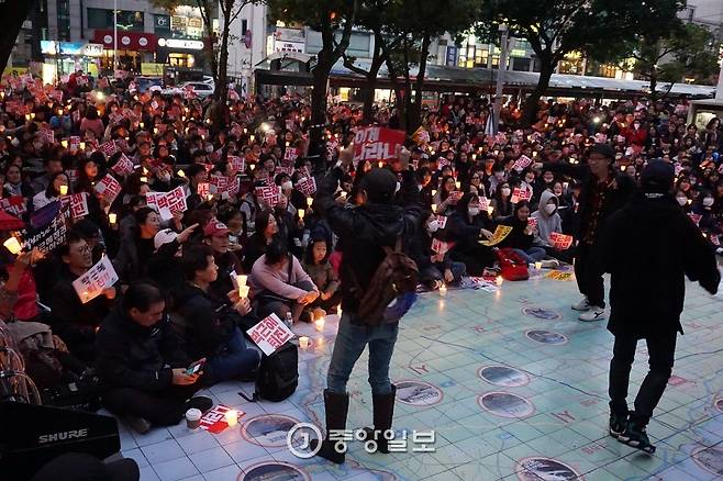 12일 제주도 촛불집회 사진. 최충일 기자