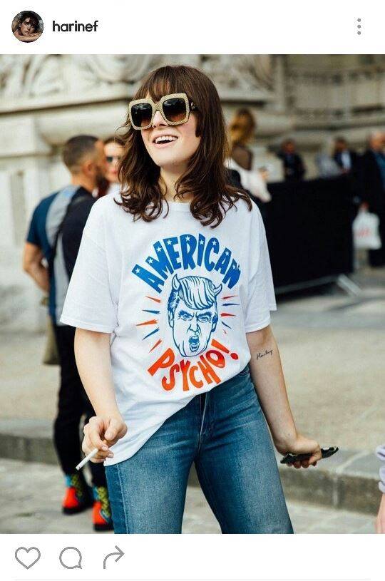 트랜스젠더 모델 하리 네프가 미국 대선 때 도널드 트럼프에 반대하는 티셔츠를 입은 모습을 자신의 SNS에 올렸다. 올해 미 대선은 패션 전쟁의 장이기도 했다. 하리 네프 인스타그램