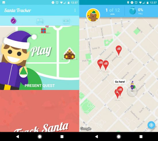 크리스마스에 앞서 구글이 공개한 미니게임 앱 '산타 추적기'