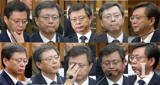 우병우 전 청와대 민정수석이 22일 서울 여의도 국회에서 열린 '박근혜 정부의 최순실 등 민간인에 의한 국정농단 의혹사건 진상규명을 위한 국정조사특별위원회' 5차 청문회 출석했다. 46일 만에 공식 석상에 모습을 드러낸 우 전 수석은 5차 청문회에서 '최순실 게이트' 관련 의혹을 전면 부인했다. 청문회에 출석한 우 전수석의  다양한 표정을 모았다./사진=뉴스1